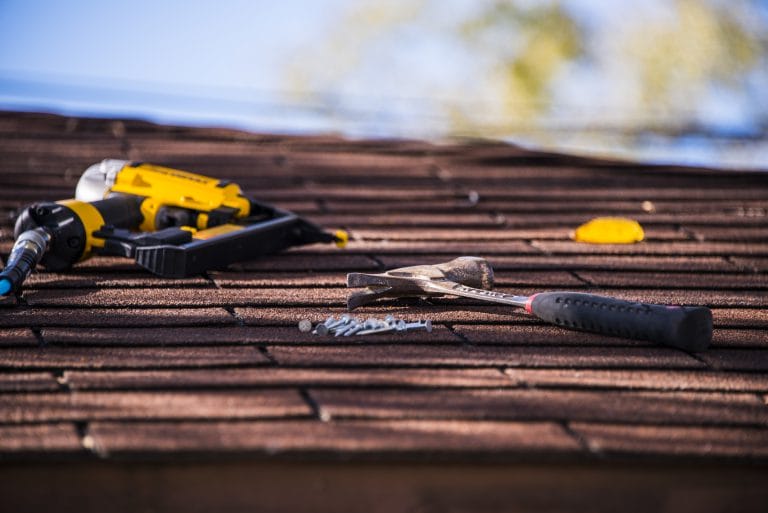 hammers laying on a roof